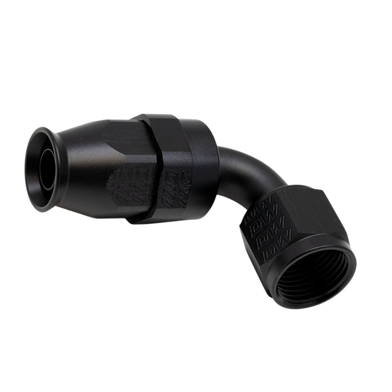 DeatschWerks 8AN Female Swivel 90-Degree Hose End PTFE (Incl 1 Olive Insert) - Anodized Matte Black DeatschWerks Fittings  AXOPROS