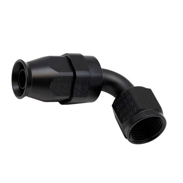 DeatschWerks 8AN Female Swivel 90-Degree Hose End PTFE (Incl 1 Olive Insert) - Anodized Matte Black DeatschWerks Fittings  AXOPROS