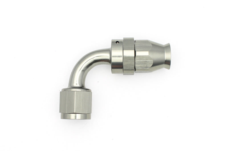 DeatschWerks 8AN Female Swivel 90-Degree Hose End PTFE (Incl. 1 Olive Insert) DeatschWerks Fittings  AXOPROS