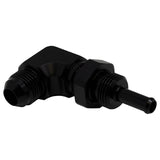 DeatschWerks 8AN Male Flare to 5/16in Male Barb Bulkhead Adapter 90-Degree - Anodized Matte Black DeatschWerks Fittings  AXOPROS