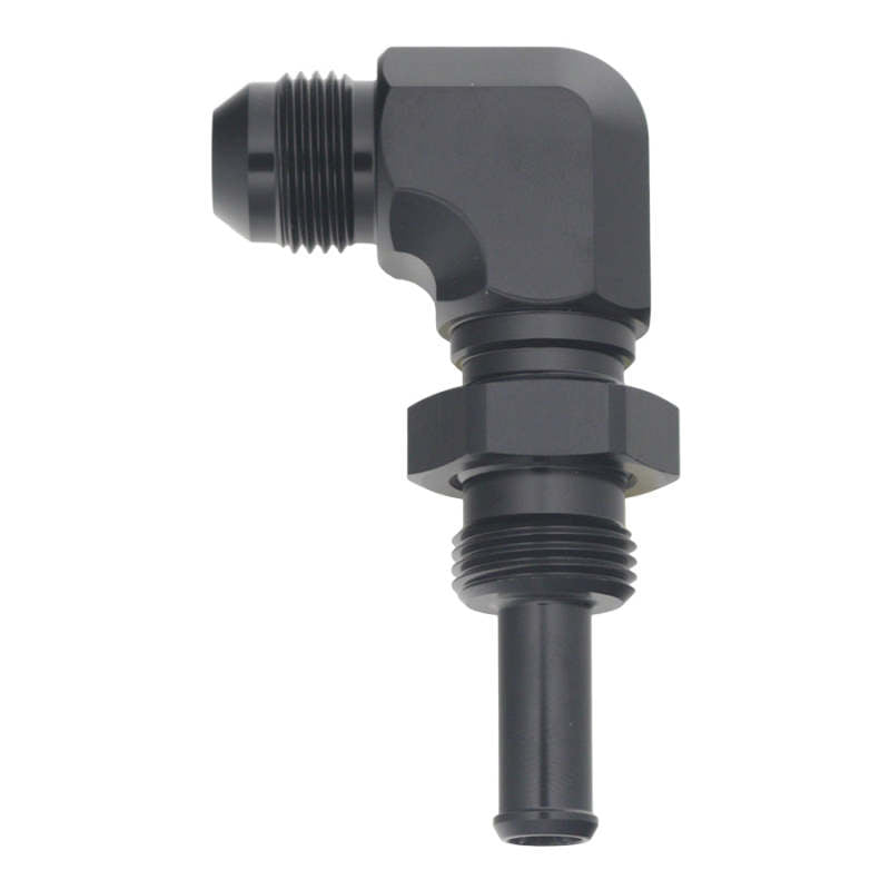 DeatschWerks 8AN Male Flare to Straight 3/8in Single Hose Barb - Anodized Matte Black DeatschWerks Fittings  AXOPROS