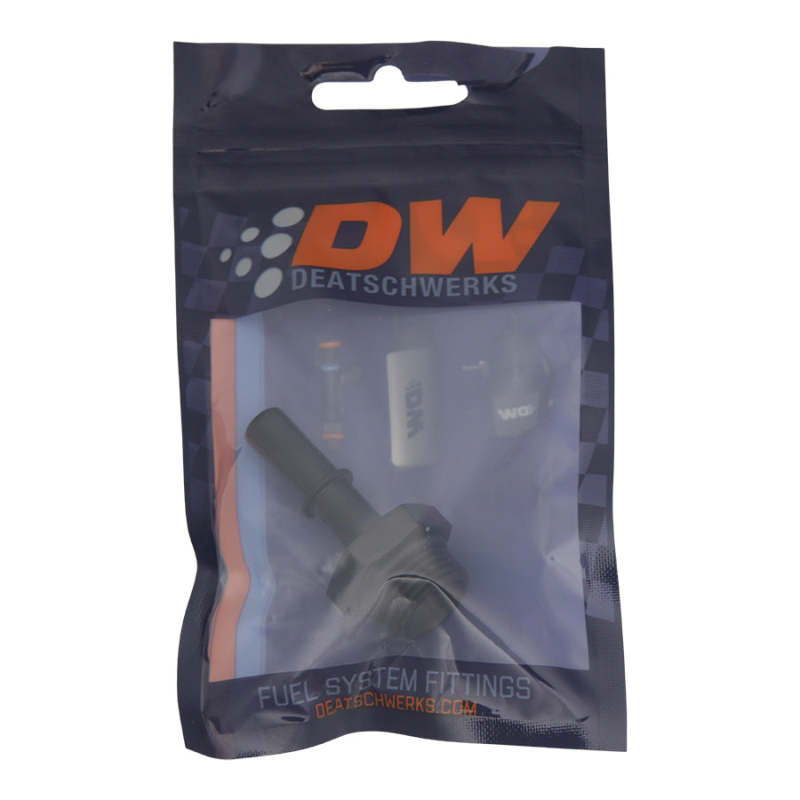 DeatschWerks 8AN ORB Male to 3/8in Male EFI Quick Connect Adapter - Anodized Matte Black DeatschWerks Fuel Components Misc  AXOPROS