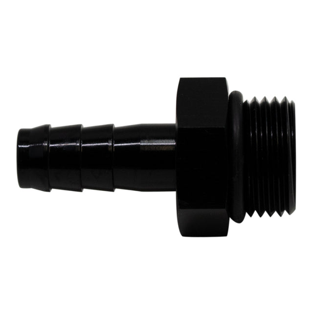 DeatschWerks 8AN ORB Male to 3/8in Male Triple Barb Fitting (Incl O-Ring) - Anodized Matte Black DeatschWerks Fittings  AXOPROS