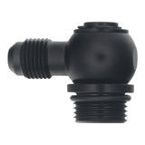 DeatschWerks 8AN ORB Male to 6AN Male Flare Low Profile 90-Degree Swivel - Anodized Matte Black DeatschWerks Fittings  AXOPROS