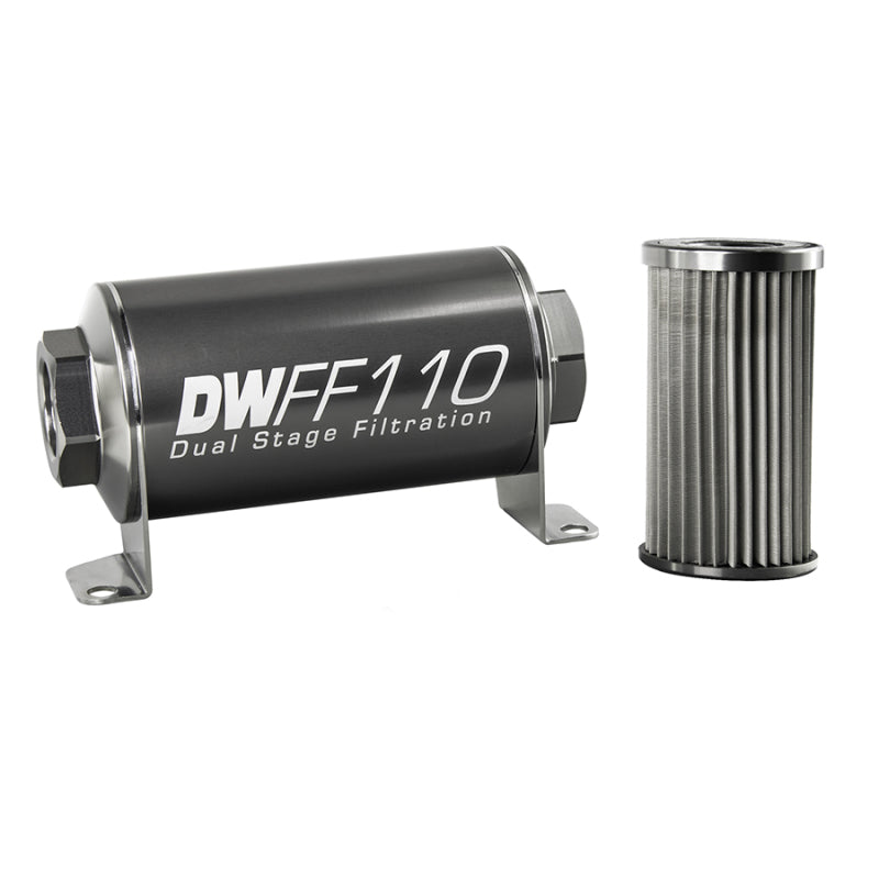 DeatschWerks Stainless Steel 10AN 10 Micron Universal Inline Fuel Filter Housing Kit (110mm) DeatschWerks Fuel Filters  AXOPROS