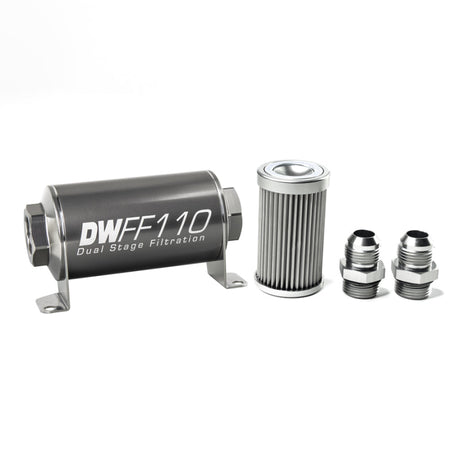 DeatschWerks Stainless Steel 10AN 10 Micron Universal Inline Fuel Filter Housing Kit (110mm) DeatschWerks Fuel Filters  AXOPROS