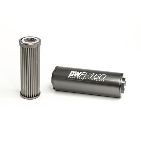 DeatschWerks Stainless Steel 10AN 10 Micron Universal Inline Fuel Filter Housing Kit (160mm) DeatschWerks Fuel Filters  AXOPROS