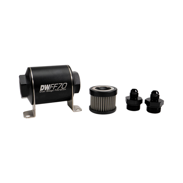 DeatschWerks Stainless Steel 6AN 10 Micron Universal Inline Fuel Filter Housing Kit (70mm) DeatschWerks Fuel Filters  AXOPROS
