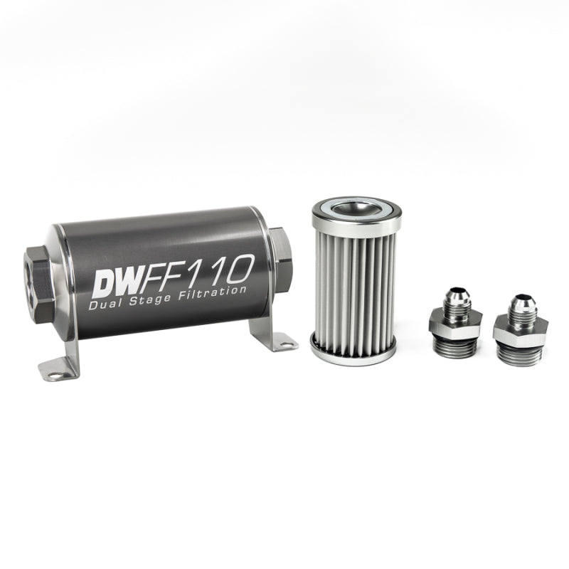 DeatschWerks Stainless Steel 6AN 5 Micron Universal Inline Fuel Filter Housing Kit (110mm) DeatschWerks Fuel Filters  AXOPROS