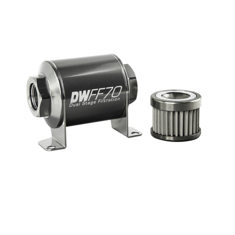DeatschWerks Stainless Steel 8AN 100 Micron Universal Inline Fuel Filter Housing Kit (70mm) DeatschWerks Fuel Filters  AXOPROS
