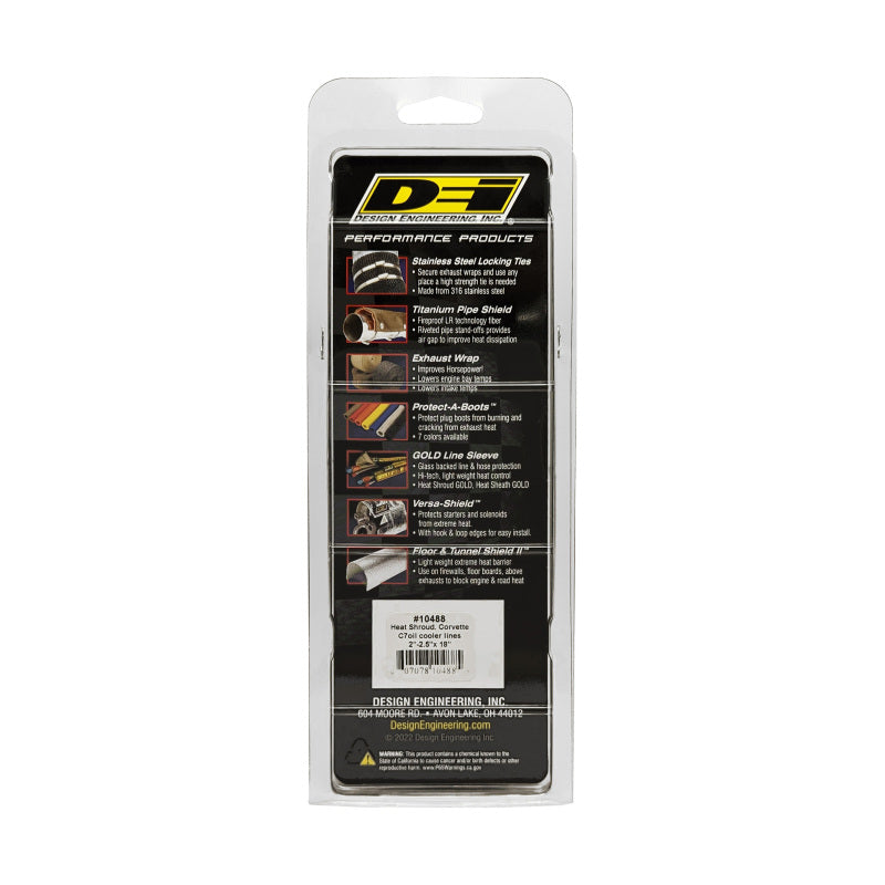 DEI Corvette C7 Oil Cooler Line Sleeves 2in - 2-1/2in x 18in Heat Shroud DEI Thermal Wrap  AXOPROS