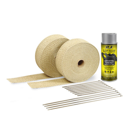 DEI Exhaust Wrap Kit - Tan Wrap & Aluminum HT Silicone Coating (Aerosol) DEI Exhaust Wrap  AXOPROS