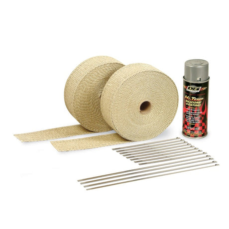DEI Exhaust Wrap Kit - Tan Wrap & Aluminum HT Silicone Coating (Aerosol) DEI Exhaust Wrap  AXOPROS