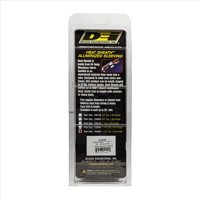 DEI Heat Sheath 1-1/2in I.D. x 3ft - Aluminized Sleeving - Sewn Edge DEI Thermal Sleeves  AXOPROS