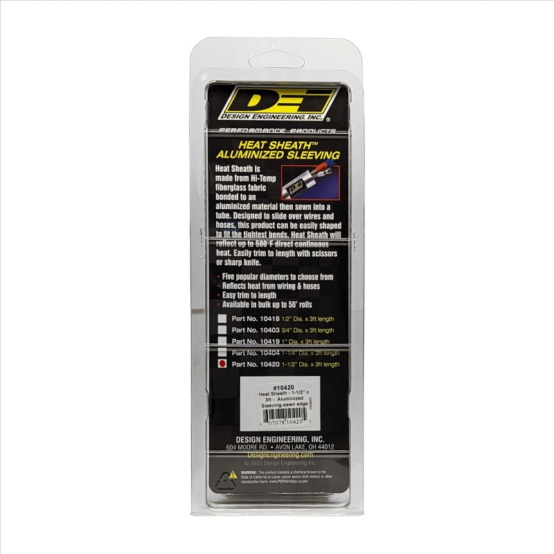 DEI Heat Sheath 1-1/2in I.D. x 3ft - Aluminized Sleeving - Sewn Edge DEI Thermal Sleeves  AXOPROS