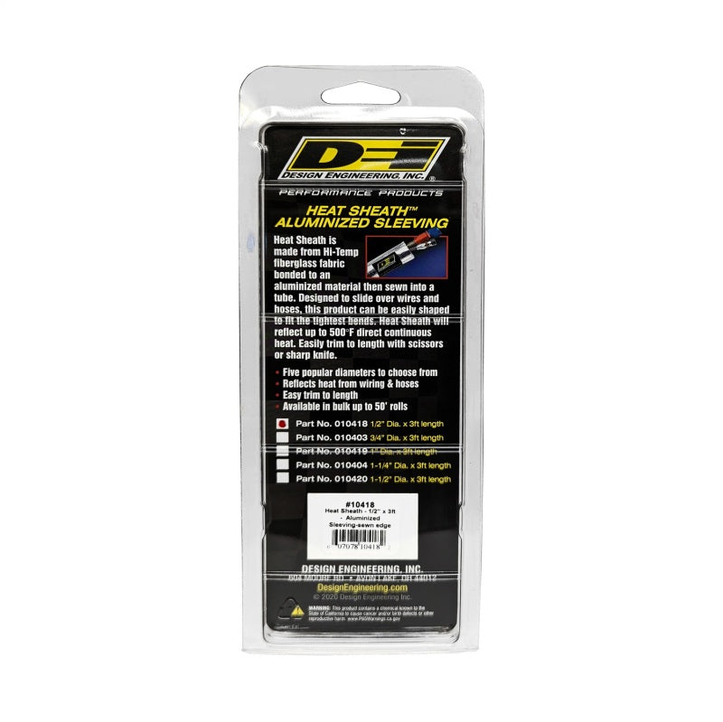 DEI Heat Sheath 1/2in I.D. x 3ft - Aluminized Sleeving - Sewn Edge DEI Thermal Sleeves  AXOPROS