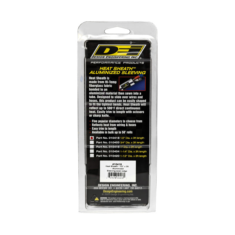DEI Heat Sheath 1/2in I.D. x 3ft - Aluminized Sleeving - Sewn Edge DEI Thermal Sleeves  AXOPROS