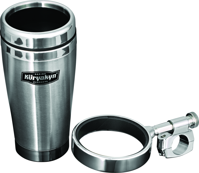 Kuryakyn Drink Holder With Stainless Steel Mug 1in Bar Clamp Chrome Kuryakyn Cup Holders  AXOPROS