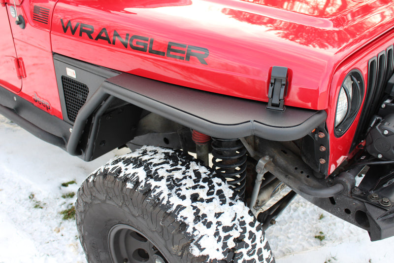 Fishbone Offroad 97-06 Jeep Wrangler TJ Steel Tube Fenders Front 3In Flare - Blk Textured Powdercoat Fishbone Offroad Fenders  AXOPROS