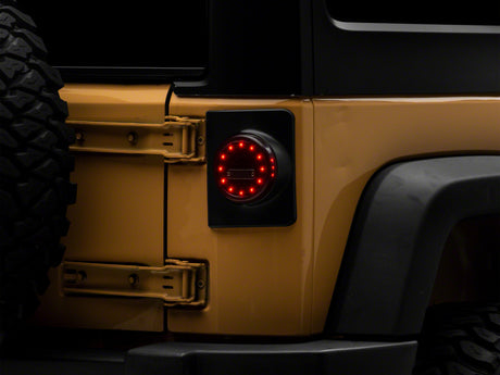 Raxiom Raxiom 07-18 Jeep Wrangler JK Axial Series Halo LED Tail Lights- Black Housing (Clear Lens) Tail Lights aftermarket performance part