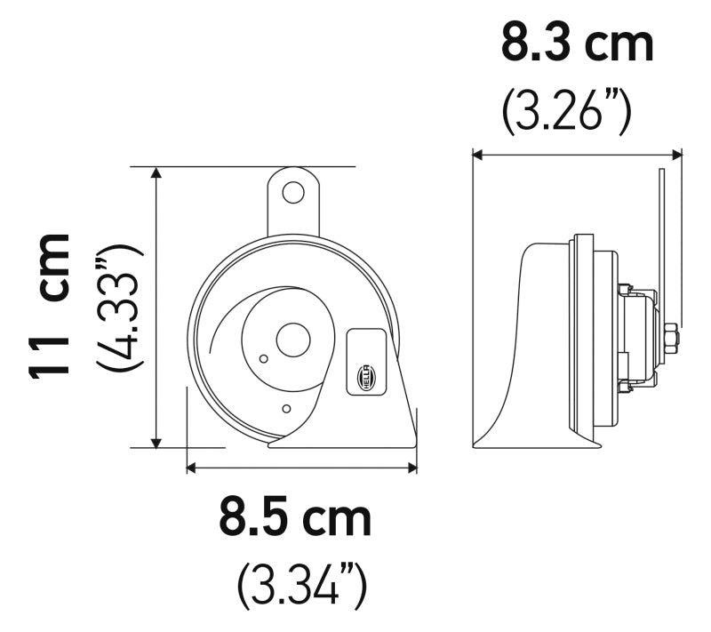 Hella Twin Trumpet Horn Kit 12V 400/500Hz (007424804 = 007424801) Hella Horns  AXOPROS