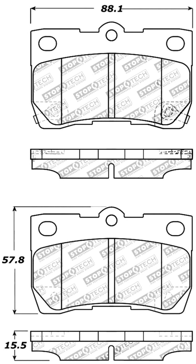 StopTech Performance 06 Lexus GS300/430 / 07-08 GS350 / 06-08 IS250/350 Rear Brake Pads Stoptech Brake Pads - Performance  AXOPROS