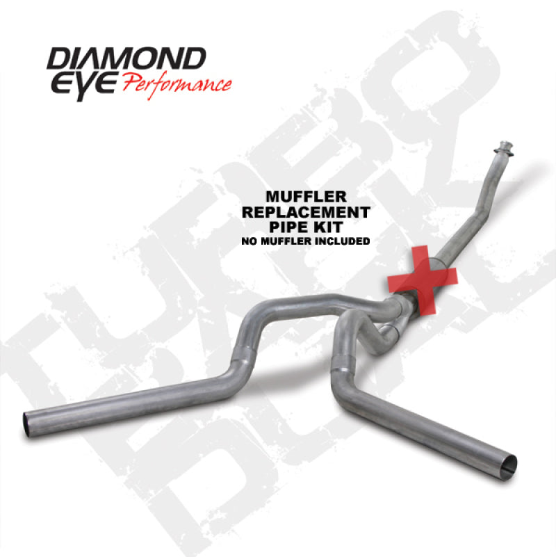 Diamond Eye KIT 4in TB MFLR RPLCMENT PIPE DUAL AL: 94-02 DODGE CUMMINS 5.9L Diamond Eye Performance Turbo Back  AXOPROS