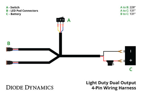 Diode Dynamics Light Duty Dual Output 3-way 4-pin Wiring Harness Diode Dynamics Light Accessories and Wiring  AXOPROS
