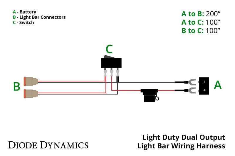 Diode Dynamics Light Duty Dual Output Light Bar Wiring Harness Diode Dynamics Light Accessories and Wiring  AXOPROS
