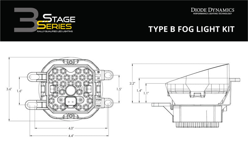 Diode Dynamics SS3 Max Type B Kit ABL - Yellow SAE Fog Diode Dynamics Light Accessories and Wiring  AXOPROS