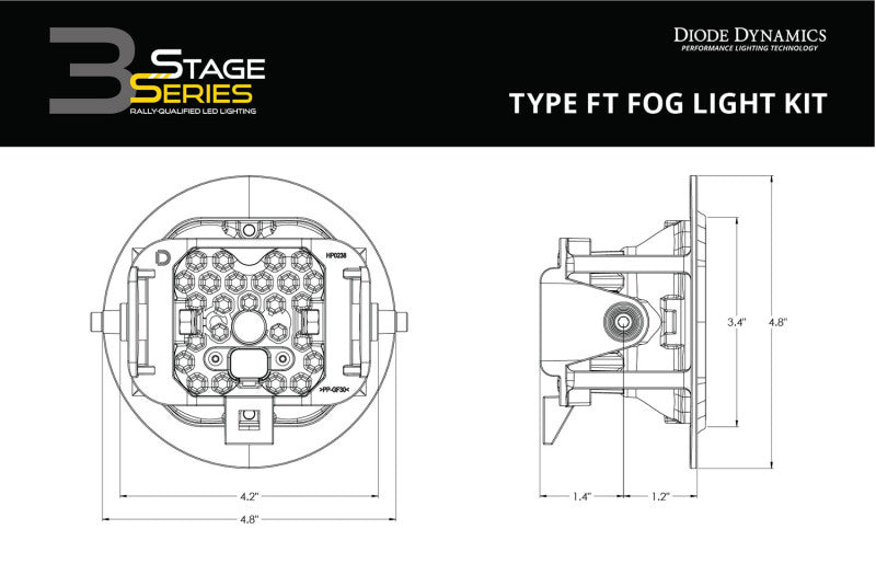 Diode Dynamics SS3 Sport Type FT Kit ABL - Yellow SAE Fog Diode Dynamics Light Bars & Cubes  AXOPROS