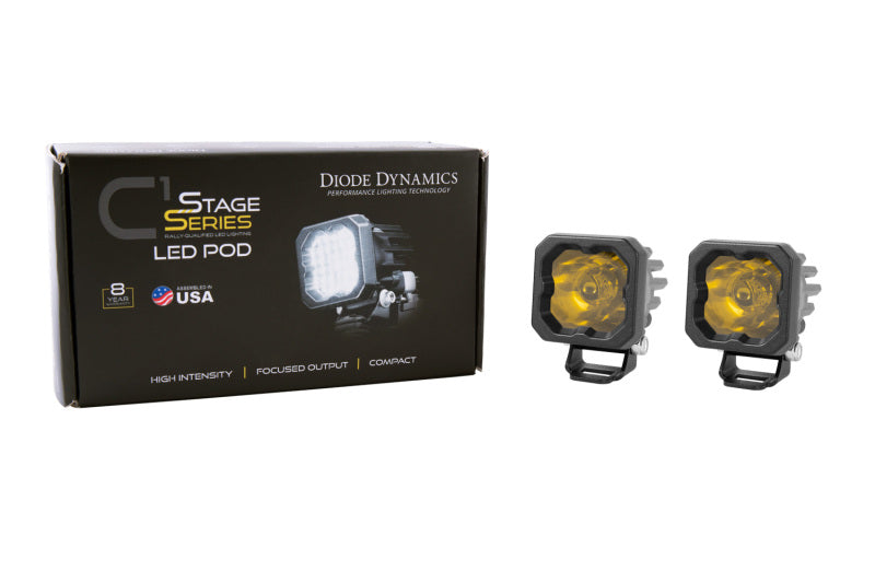 Diode Dynamics Stage Series C1 LED Pod Pro - Yellow Flood Standard ABL (Pair) Diode Dynamics Light Bars & Cubes  AXOPROS