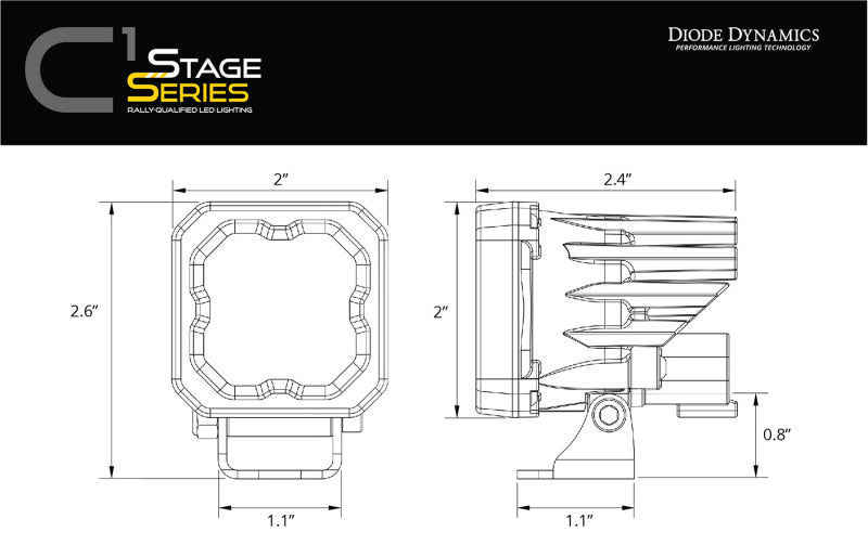 Diode Dynamics Stage Series C1R - White Flood Standard LED Pod (Pair) Diode Dynamics Light Accessories and Wiring  AXOPROS