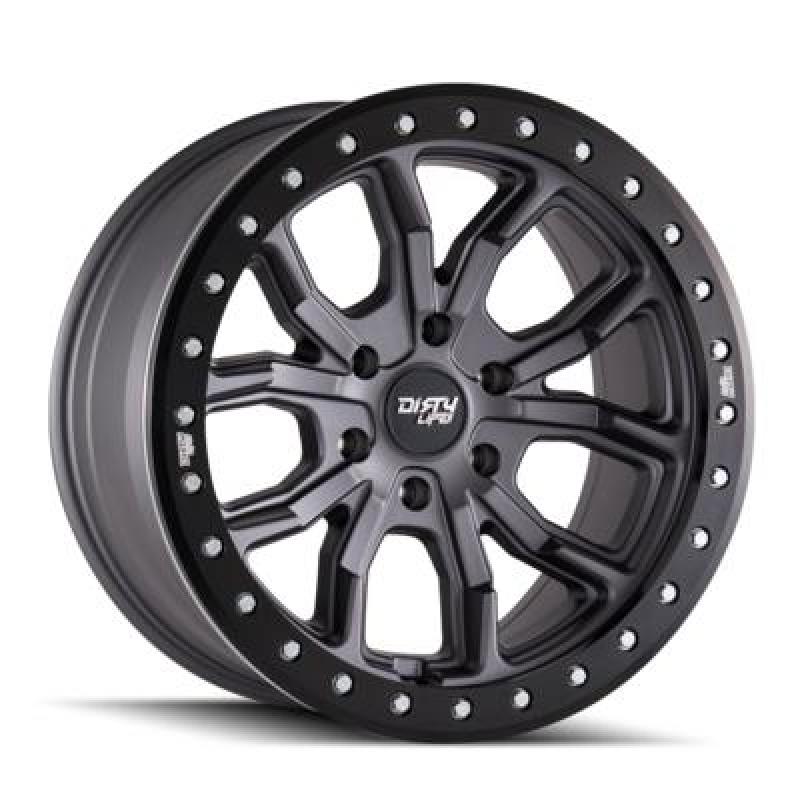 Dirty Life 9303 DT-1 17x9/5x127 BP/-12mm Offset/78.1mm Hub Matte Gunmetal Wheel - Simulated Rashring Dirty Life Wheels - Cast  AXOPROS