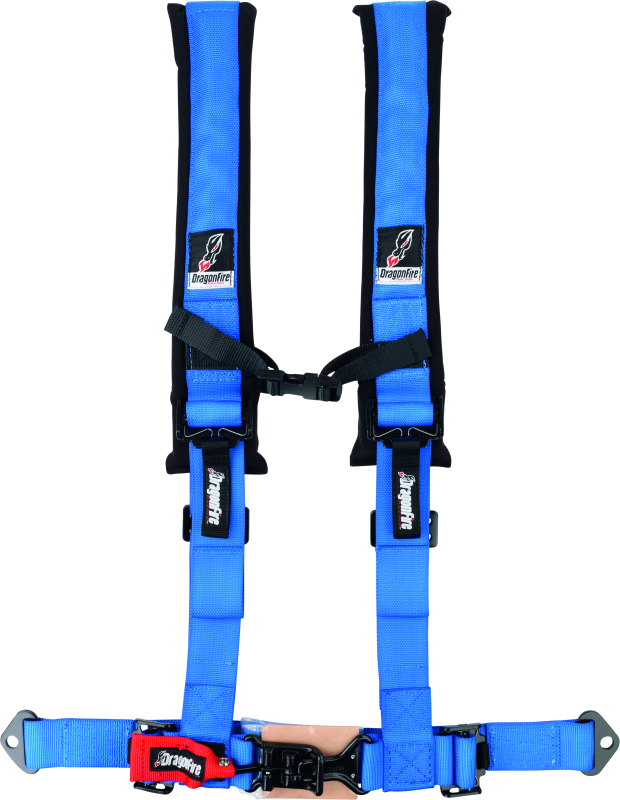 DragonFire Racing Harness- H-Style- 4-Point- 2in Buckle- Blue DragonFire Racing Seat Belts & Harnesses  AXOPROS