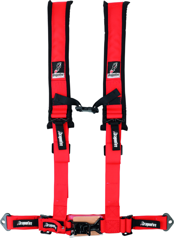 DragonFire Racing Harness- H-Style- 4-Point- 2in Buckle- Red DragonFire Racing Seat Belts & Harnesses  AXOPROS