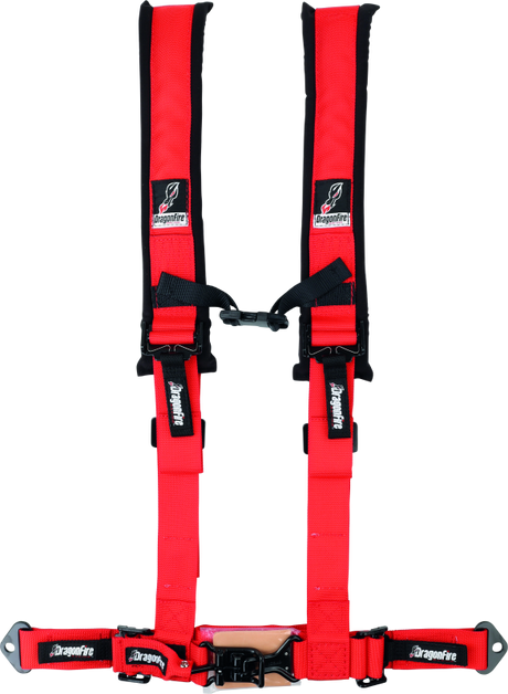 DragonFire Racing Harness- H-Style- 4-Point- 2in Buckle- Red DragonFire Racing Seat Belts & Harnesses  AXOPROS
