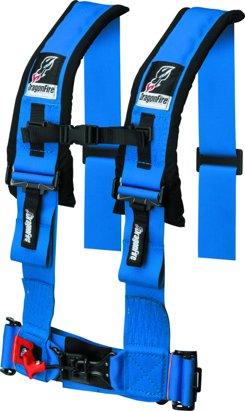 DragonFire Racing Harness- H-Style- 4-Point- 3in Buckle- Blue DragonFire Racing Seat Belts & Harnesses  AXOPROS