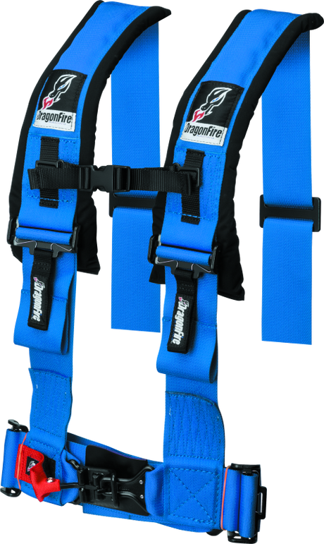 DragonFire Racing Harness- H-Style- 4-Point- 3in Buckle- Blue DragonFire Racing Seat Belts & Harnesses  AXOPROS