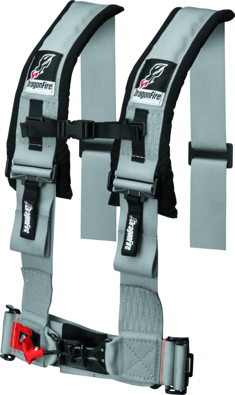 DragonFire Racing Harness H Style- 4-Point- 3in Buckle- Grey DragonFire Racing Seat Belts & Harnesses  AXOPROS