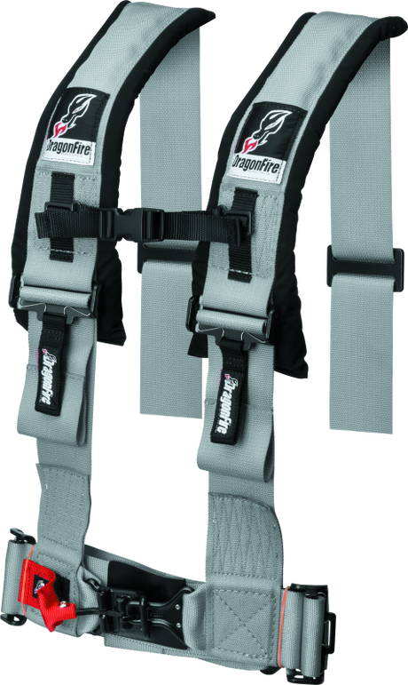 DragonFire Racing Harness H Style- 4-Point- 3in Buckle- Grey DragonFire Racing Seat Belts & Harnesses  AXOPROS