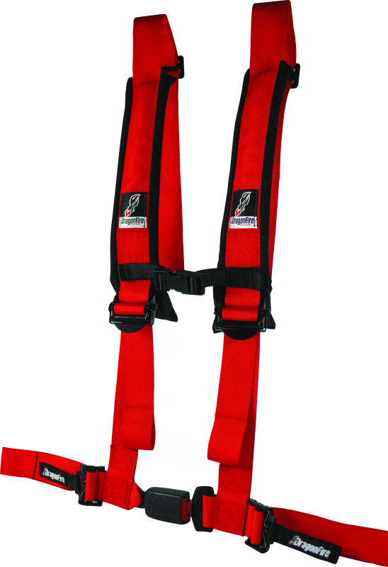 DragonFire Racing Harness H-Style- 4-Point- EZ-Adjust- 2in Buckle- Red DragonFire Racing Seat Belts & Harnesses  AXOPROS