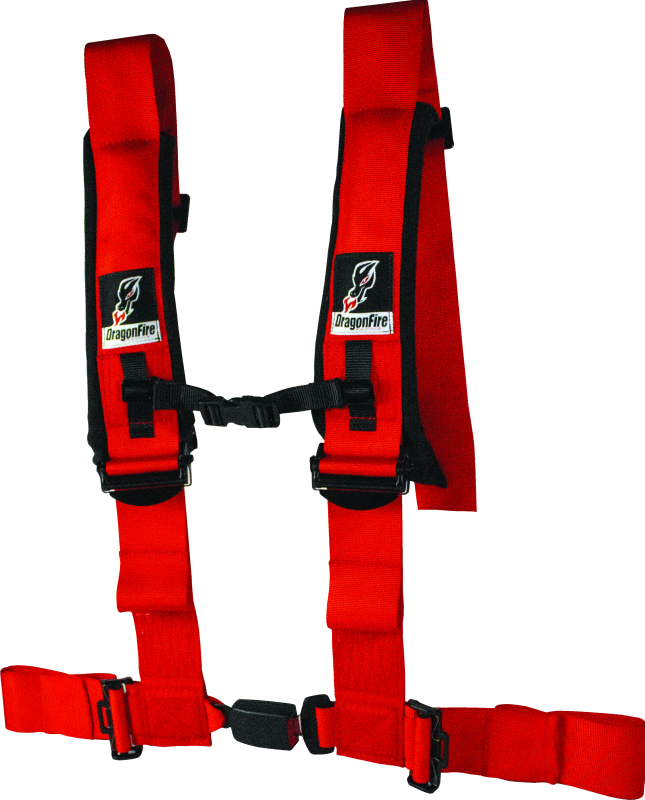 DragonFire Racing Harness- H-Style- 4-point- EZ-Adjust- 3in Buckle- Red DragonFire Racing Seat Belts & Harnesses  AXOPROS