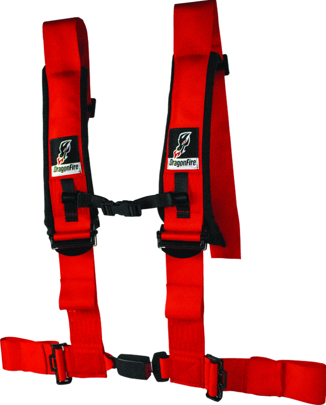 DragonFire Racing Harness- H-Style- 4-point- EZ-Adjust- 3in Buckle- Red DragonFire Racing Seat Belts & Harnesses  AXOPROS
