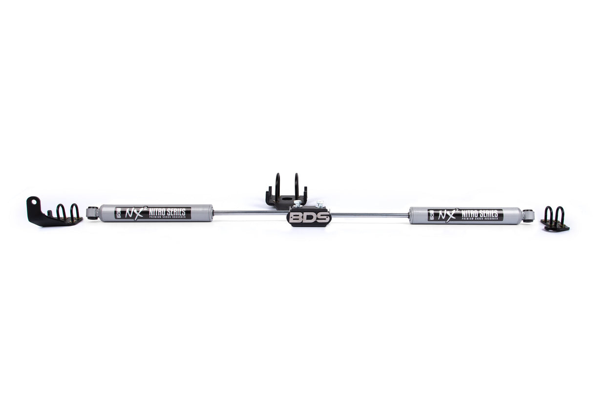 Dual Steering Stabilizer Kit W/ NX2 Shocks - Dodge Ram 1500 (94-01) And 2500/3500 Y-Style (94-08) 4WD BDS Suspension Steering Stabilizer Hardware Kit  AXOPROS
