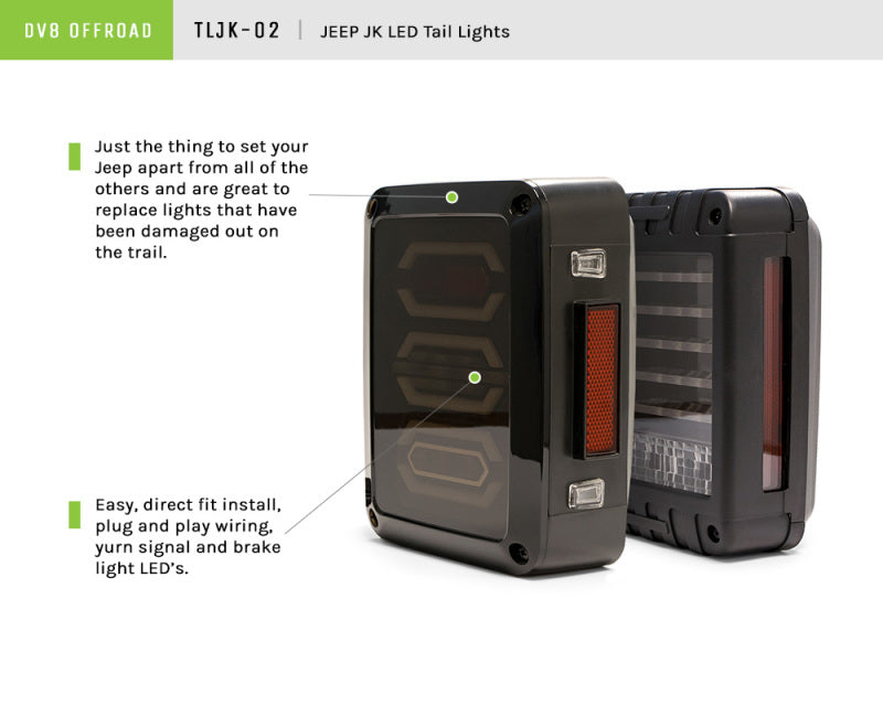 DV8 Offroad 07-18 Jeep Wrangler JK Octagon LED Tail Light DV8 Offroad Tail Lights  AXOPROS