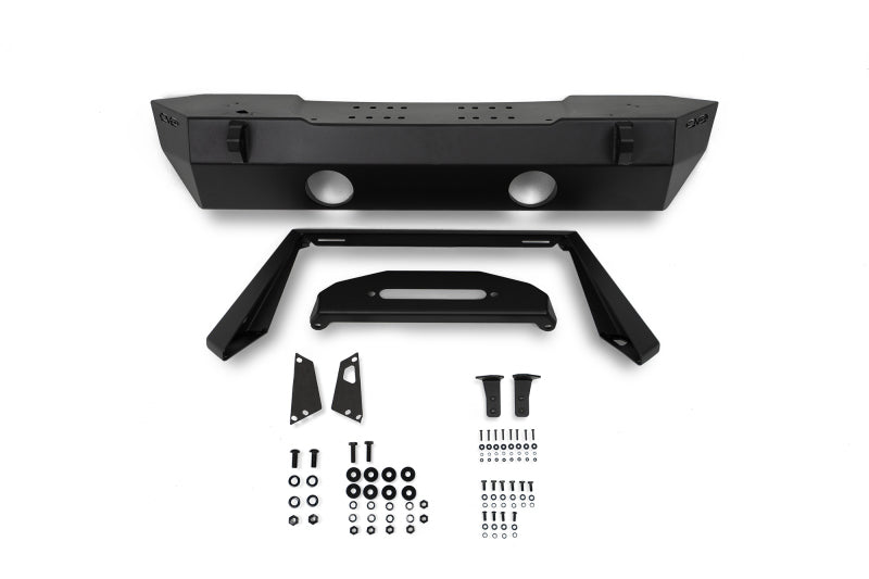 DV8 Offroad 07-23 Jeep Wrangler/Gladiator JT/JK/JL FS-25 Stubby Front Bumper w/Plated Bull Bar DV8 Offroad Bumpers - Steel  AXOPROS