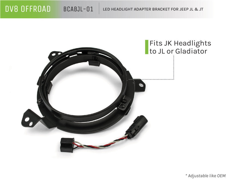 DV8 Offroad 18+ Jeep JL/Gladiator TJ / 7in Headlights Adapter Kit DV8 Offroad Headlights  AXOPROS