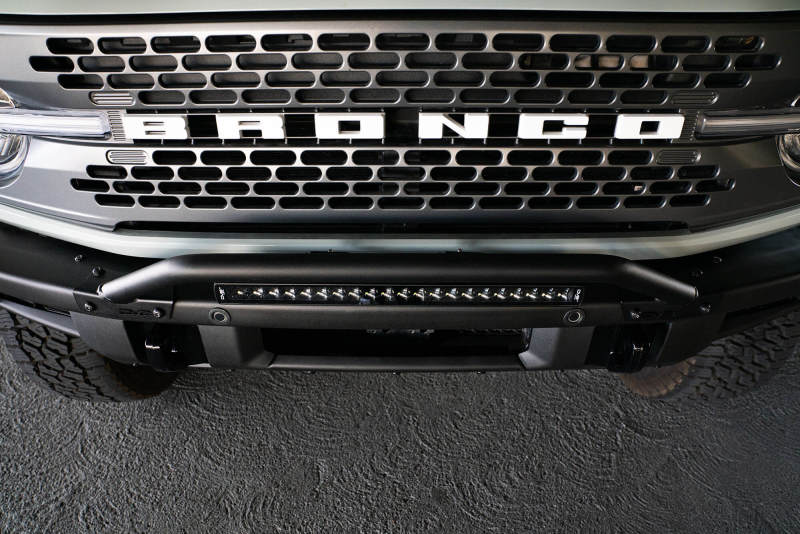 DV8 Offroad 2021-2022 Ford Bronco (Not For Factory Plastic Bumper) Factory Bumper Bull Bar - Black DV8 Offroad Light Mounts  AXOPROS