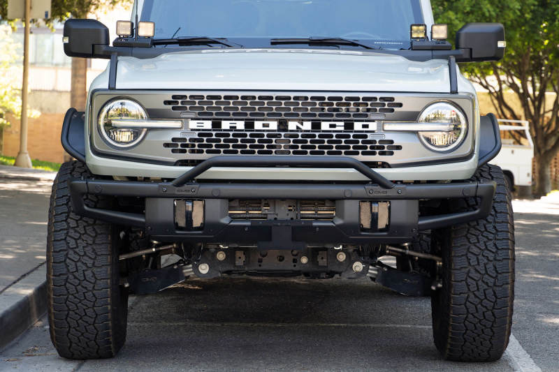 DV8 Offroad 21-22 Ford Bronco Factory Front Bumper Licence Relocation Bracket - Front DV8 Offroad License Plate Relocation  AXOPROS